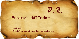 Preiszl Nándor névjegykártya